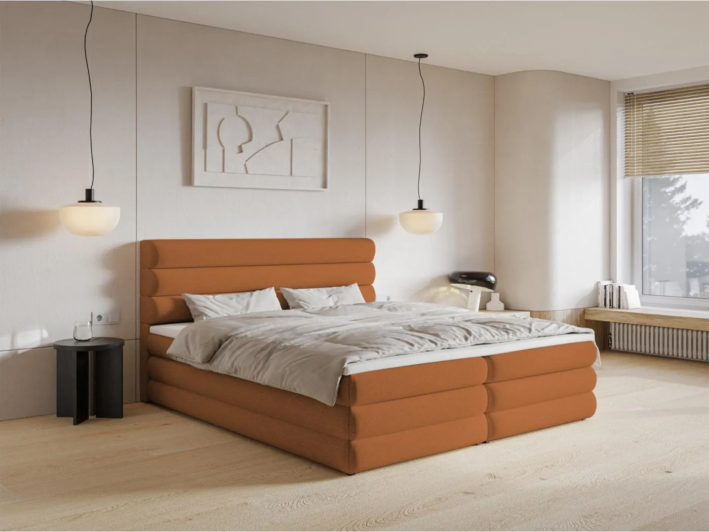 Boxspringbett mit Bettkasten - Kupferbraun - 180x200 cm - ALEGRE