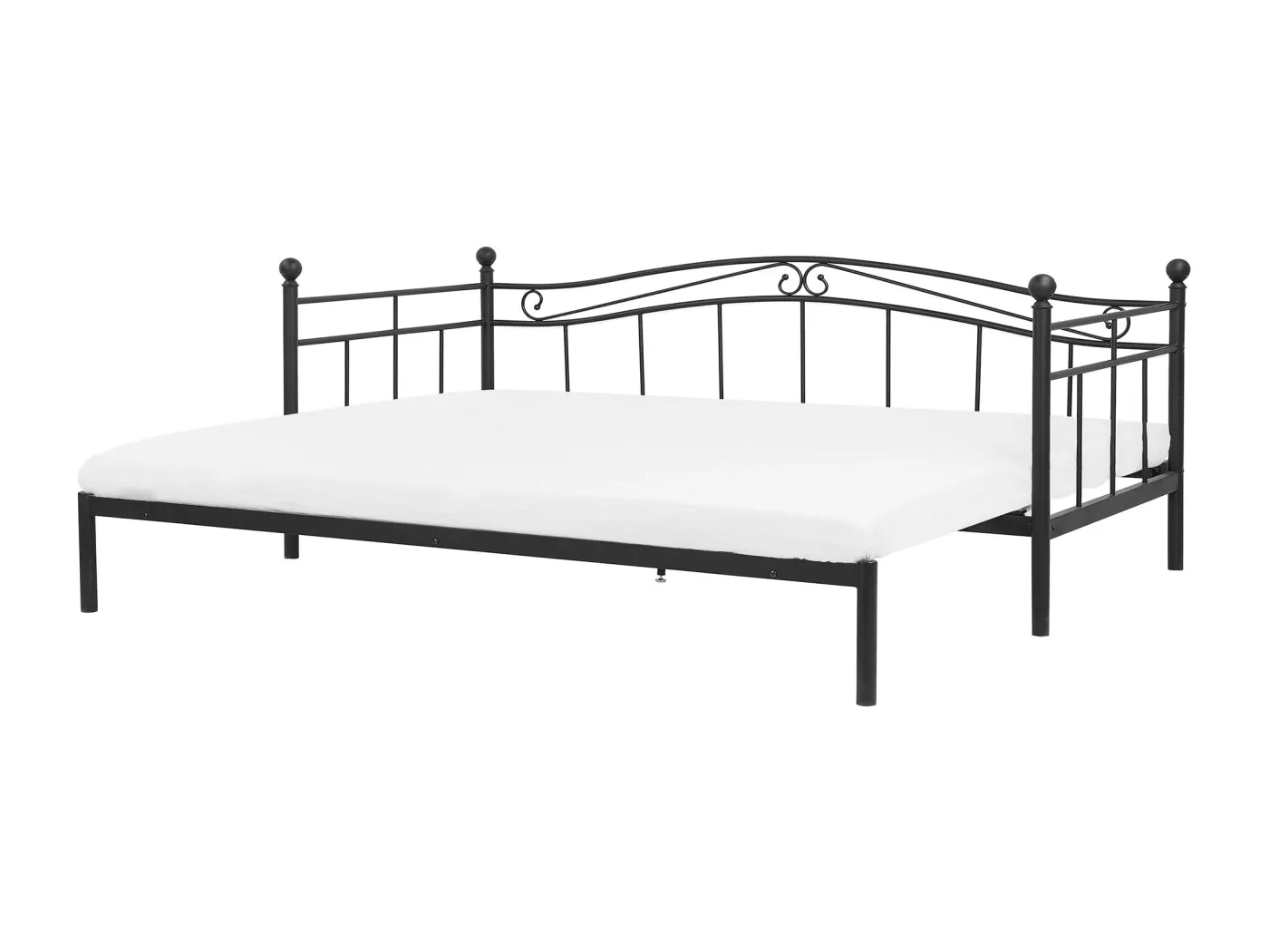 Ausziehbares elegantes Metallbett 80/173 x 200 cm schwarz Tulle