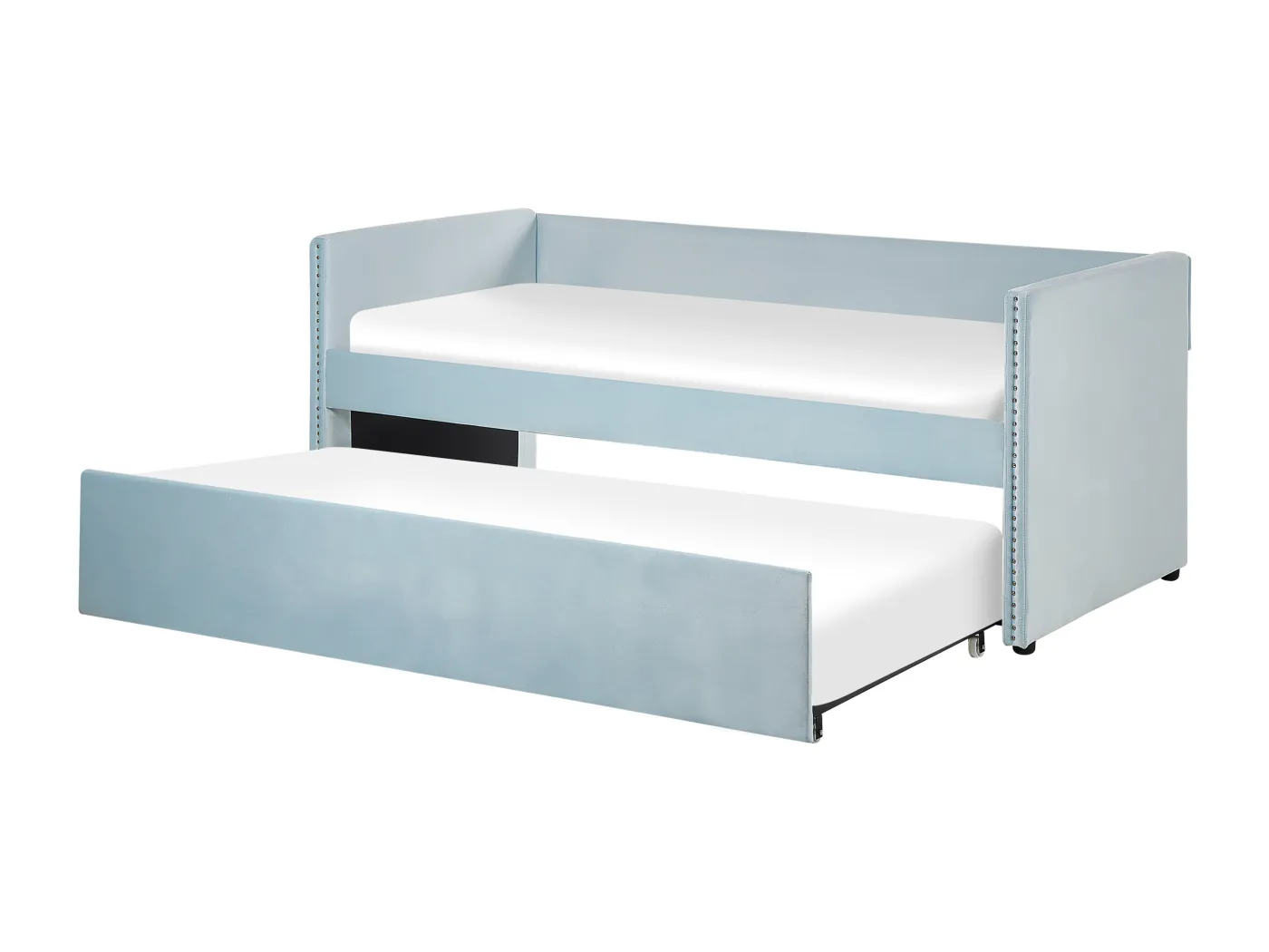 Tagesbett für 2 Personen Samt blau mit Lattenrost 90x200 cm ausziehbar Troyes