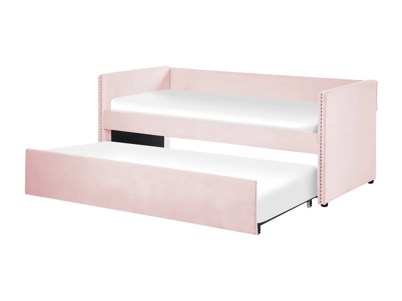 Tagesbett für 2 Personen Samt rosa mit Lattenrost 90x200 cm ausziehbar Troyes