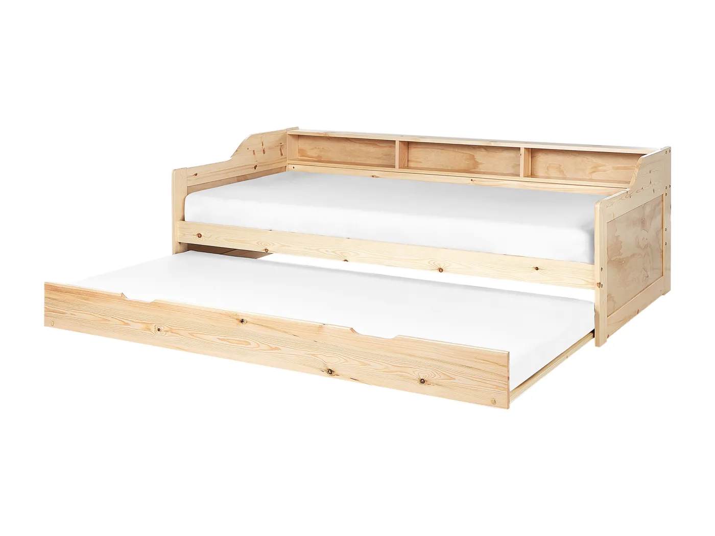 Tagesbett ausziehbar Kiefernholz hellbraun mit Regal Lattenrost 90x200 cm Edern