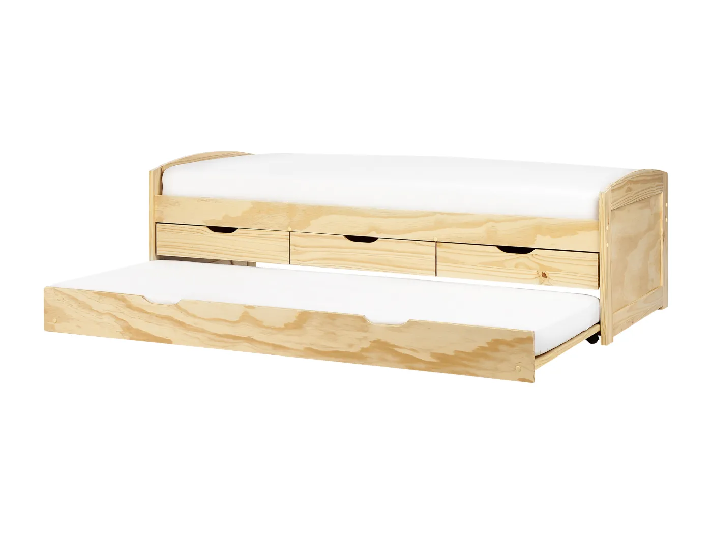 Tagesbett ausziehbar Kiefernholz hellbraun mit Schubladen 90 x 200 cm Petiville