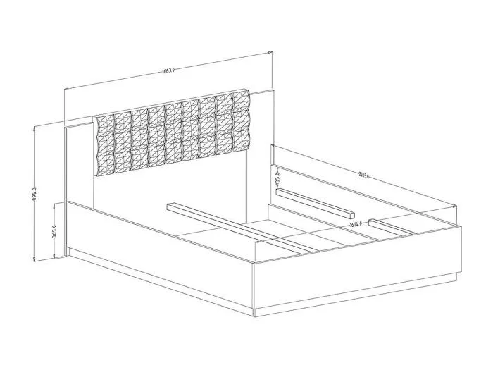 Erwachsenenbett 160x200 – Dunkle Eiche und Schwarz – Kollektion FOX – Lattenrost nicht enthalten