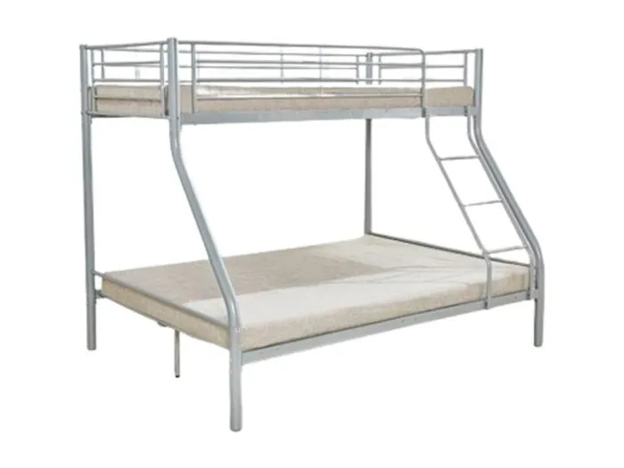 Hochbett TRYO – 3 Plätze – Metall grau – 90x200 cm und 140x200 cm – Lattenrost inklusive