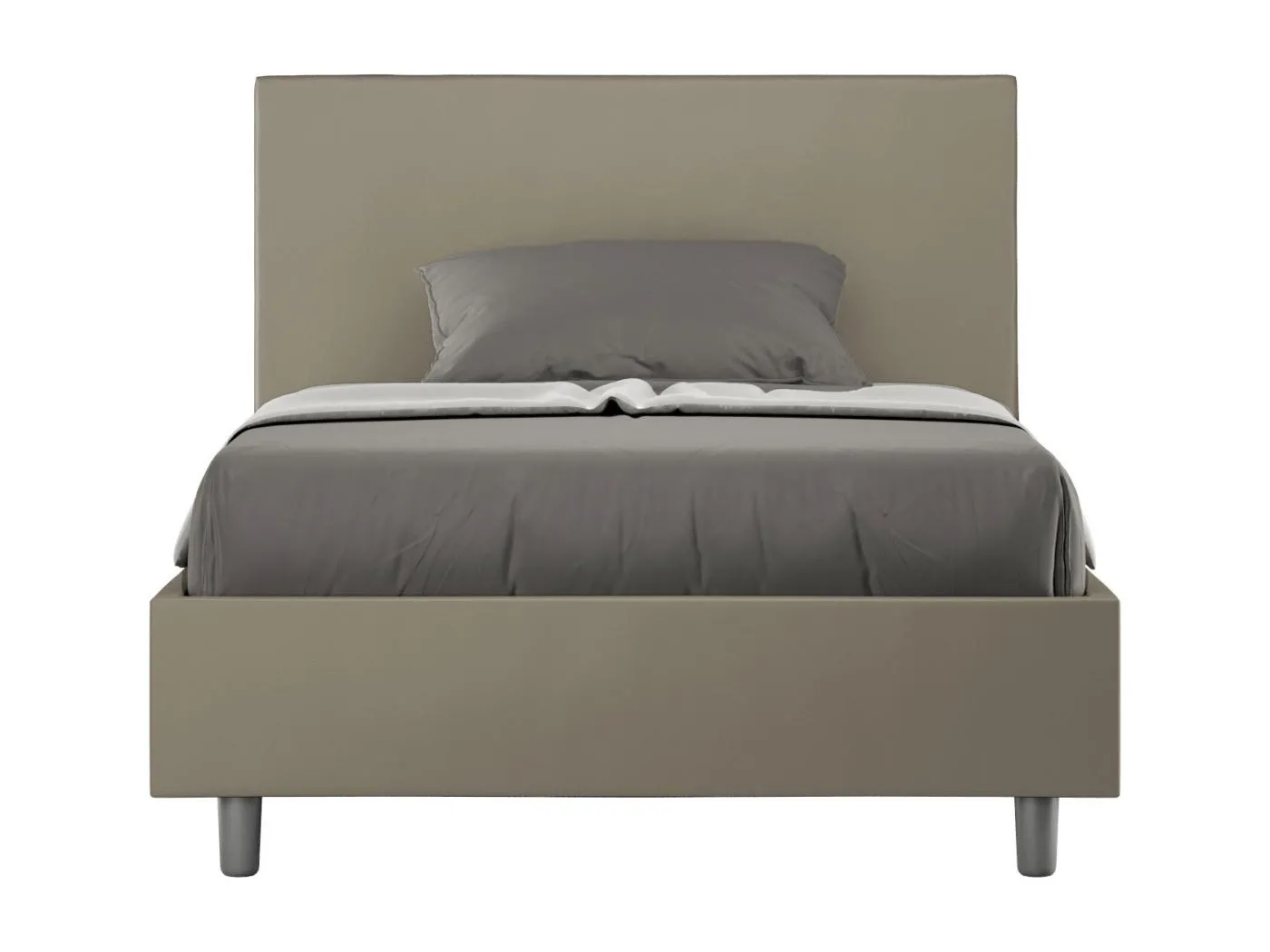 Adele Cappuccino-Kunstlederbett mit gepolsterter Basis 120x200