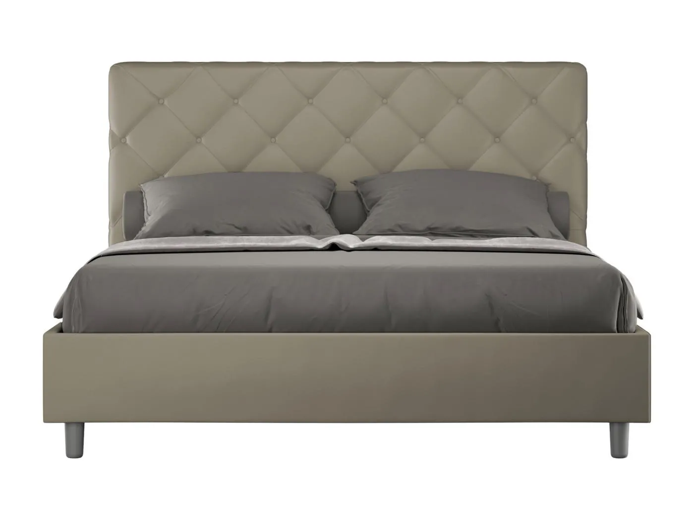 Priya Cappuccino-Kunstlederbett mit gepolstertem Untergestell 160x190