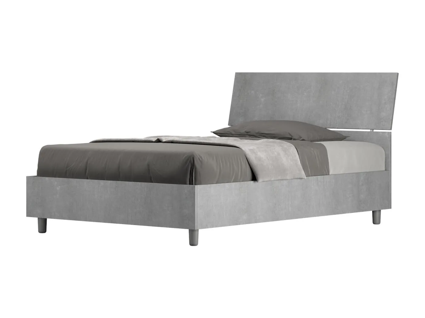 Demas Bett mit Stauraum aus Beton 120x200 mit geneigtem Kopfteil