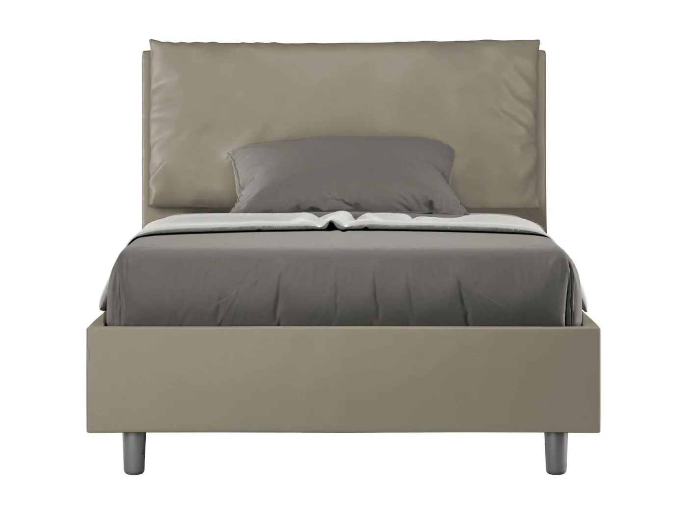 Gepolstertes Bett ohne Lattenrost 120x200 mit Kunstlederbezug Cappuccino Antea Large