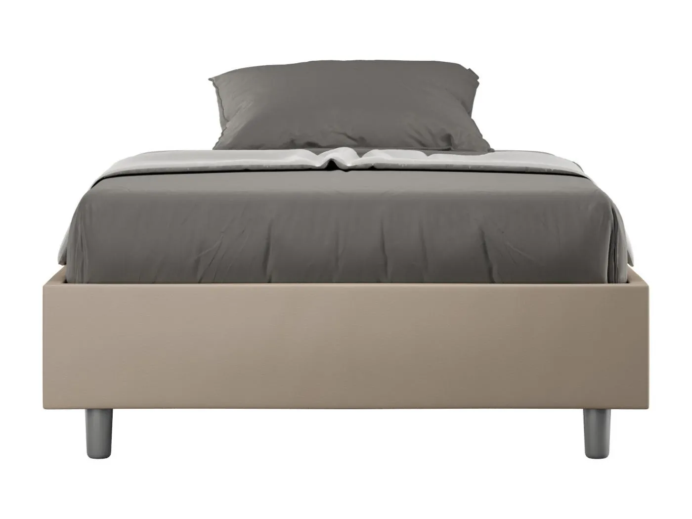 Sommier-Bett ohne gepolsterte Basis 140x210 Azelia taubengraues Kunstleder