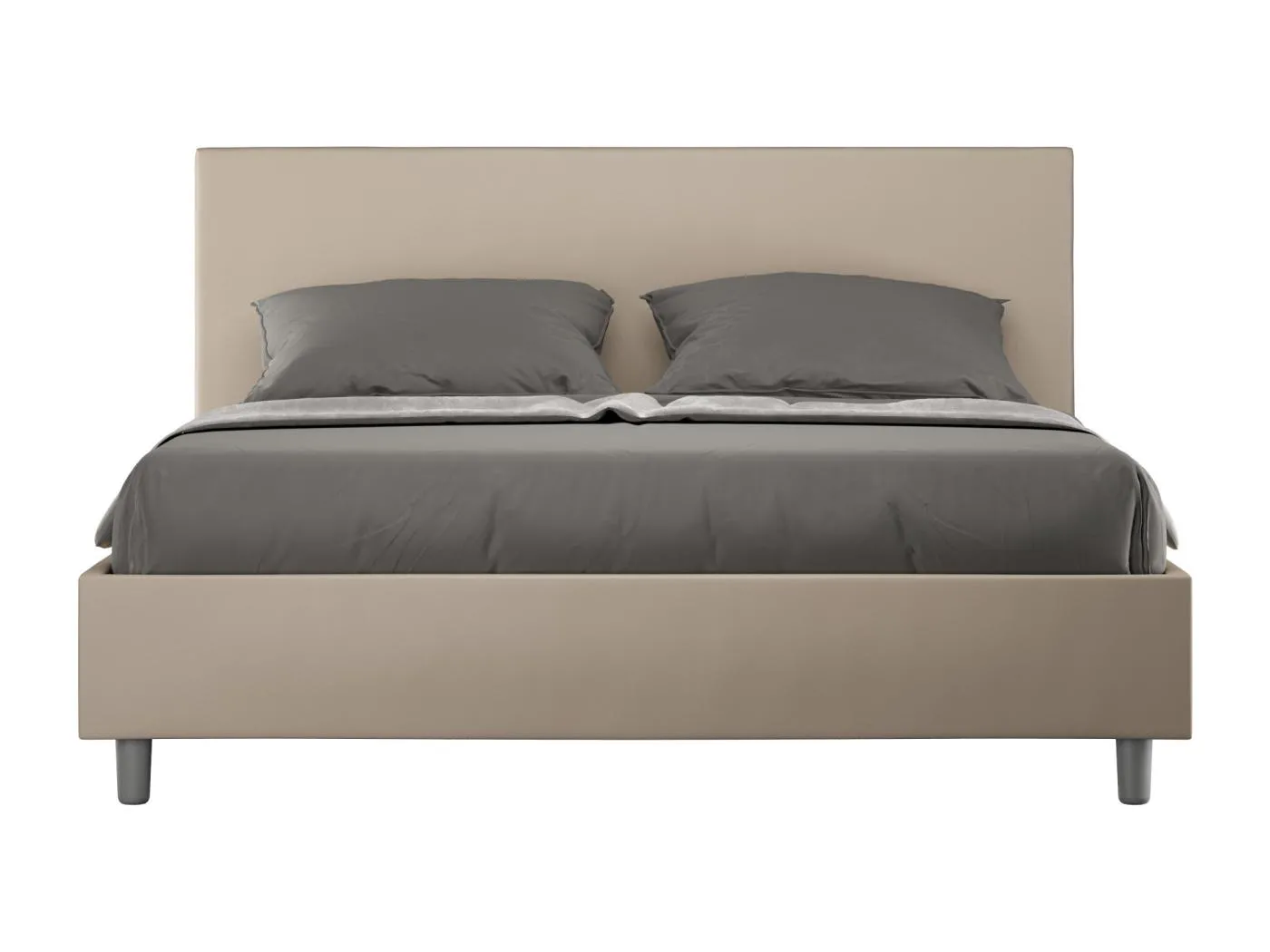 Polsterbett Adele aus taubengrauem Kunstleder ohne Untergestell 160x200