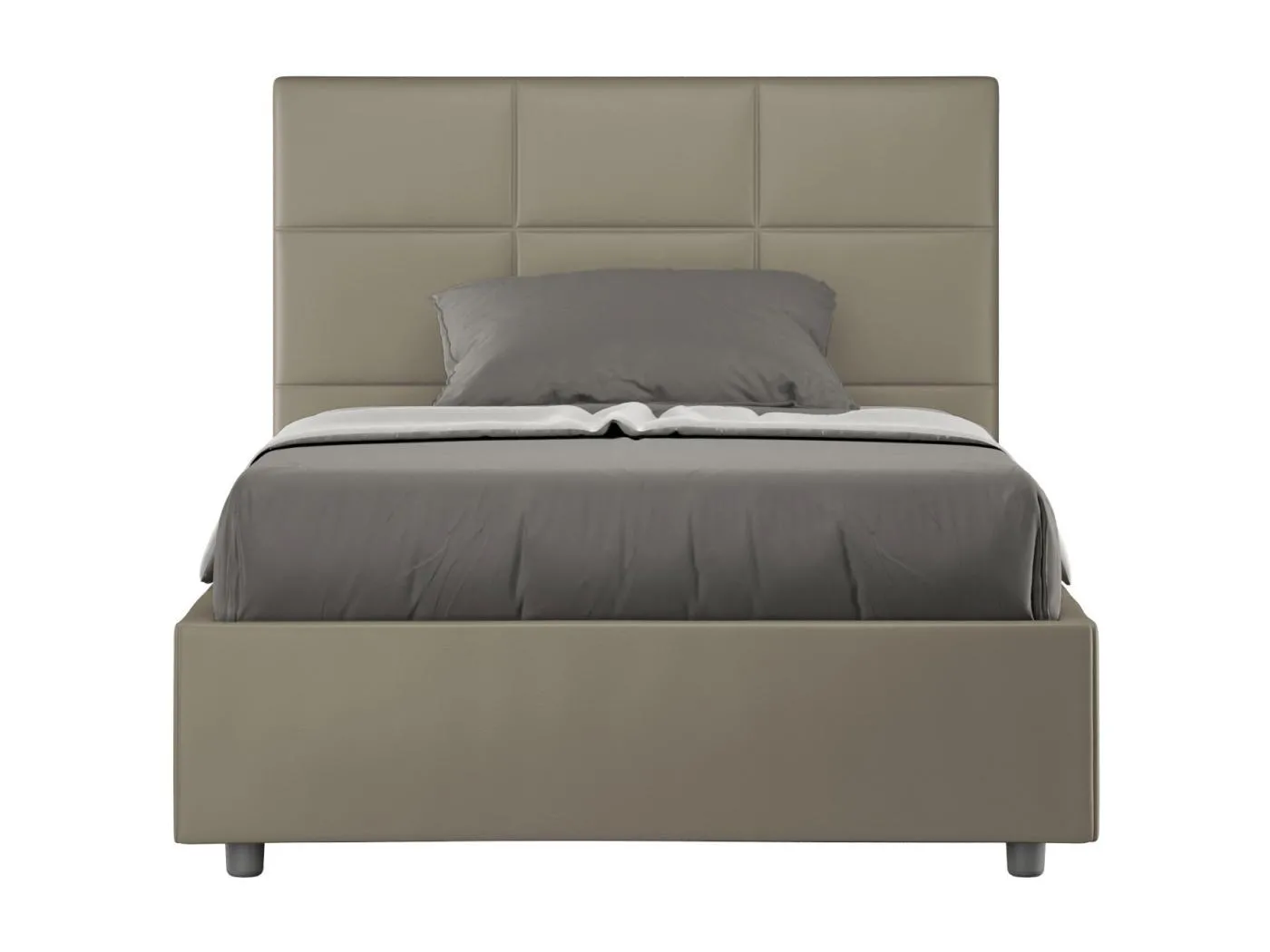 Mika Cappuccino Kunstlederbett mit gepolsterter Basis 140x190