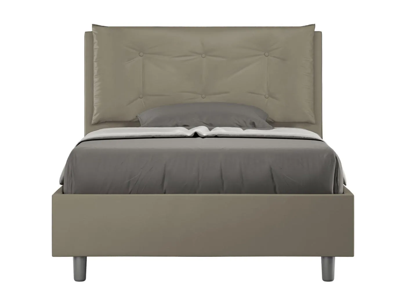 Gepolstertes Bett mit Lattenrost 120x190 mit Kunstlederbezug Cappuccino Annalisa Large