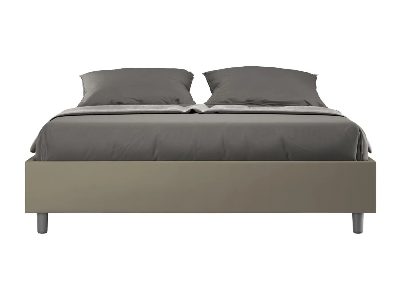 Sommier gepolstertes Containerbett 160x200 Cappuccino Kunstleder Azelia