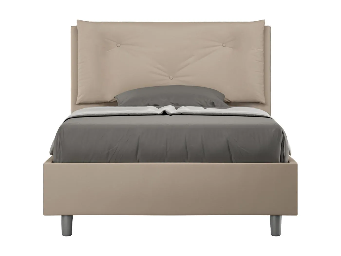 Gepolstertes Bett ohne Lattenrost 120x190 mit Kunstlederbezug Taubengrau Appia Large