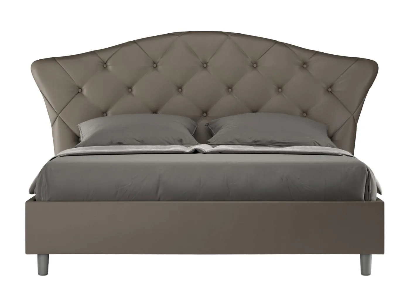 Gepolstertes Bett mit Bettkasten 160x200 mit Kunstlederbezug Cappuccino Langre