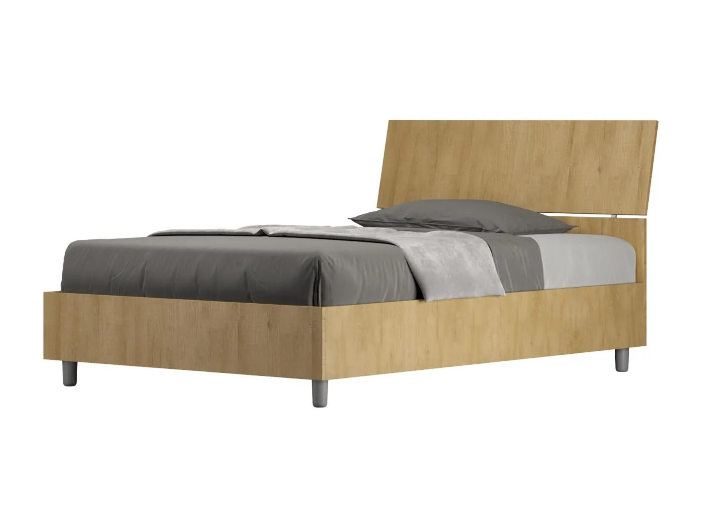 Demas Stauraumbett aus Eiche 120x200 mit geneigtem Kopfteil