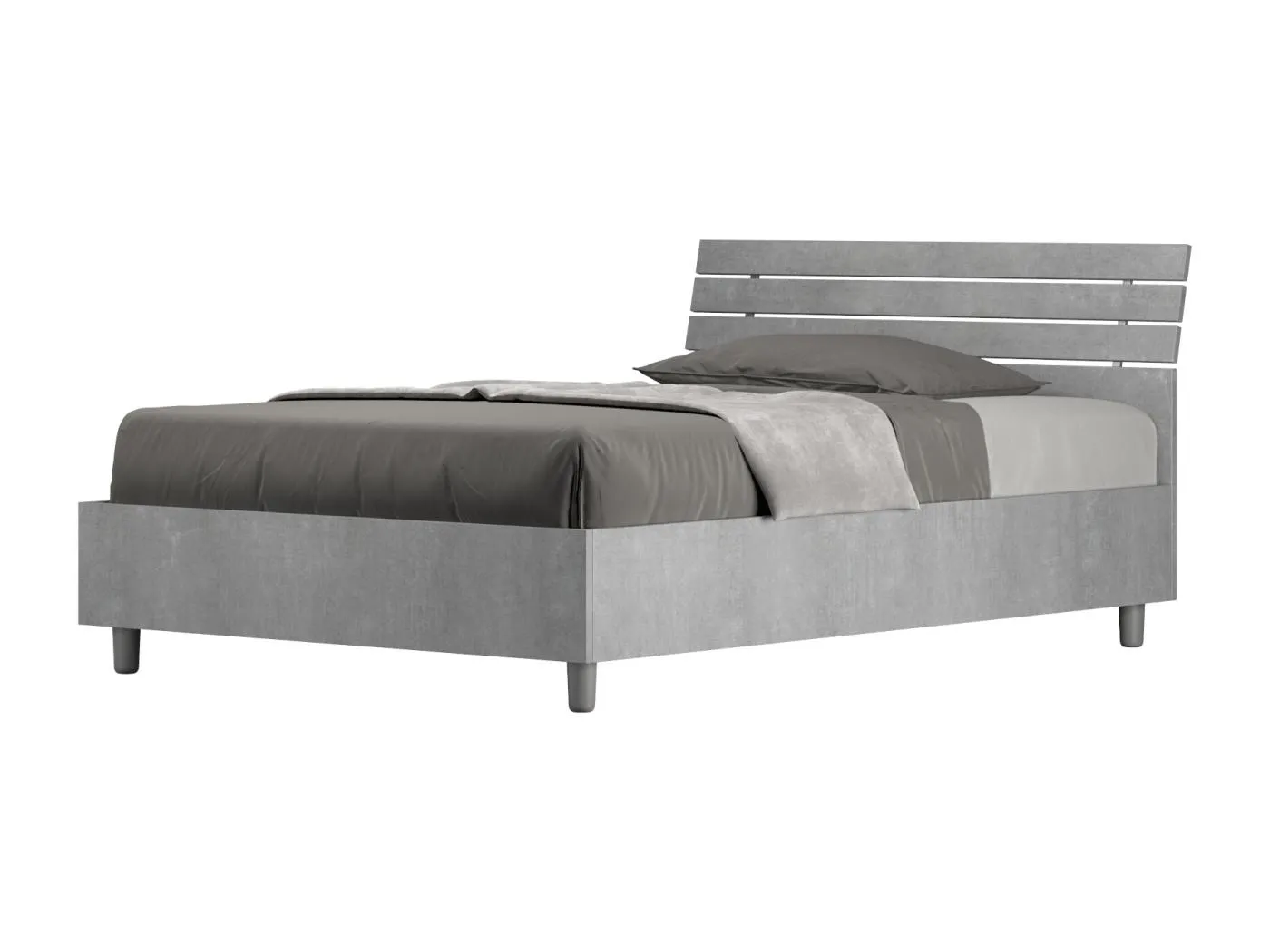 Stauraumbett 120x200 mit geneigtem Kopfteil mit Ankel-Zementlatten