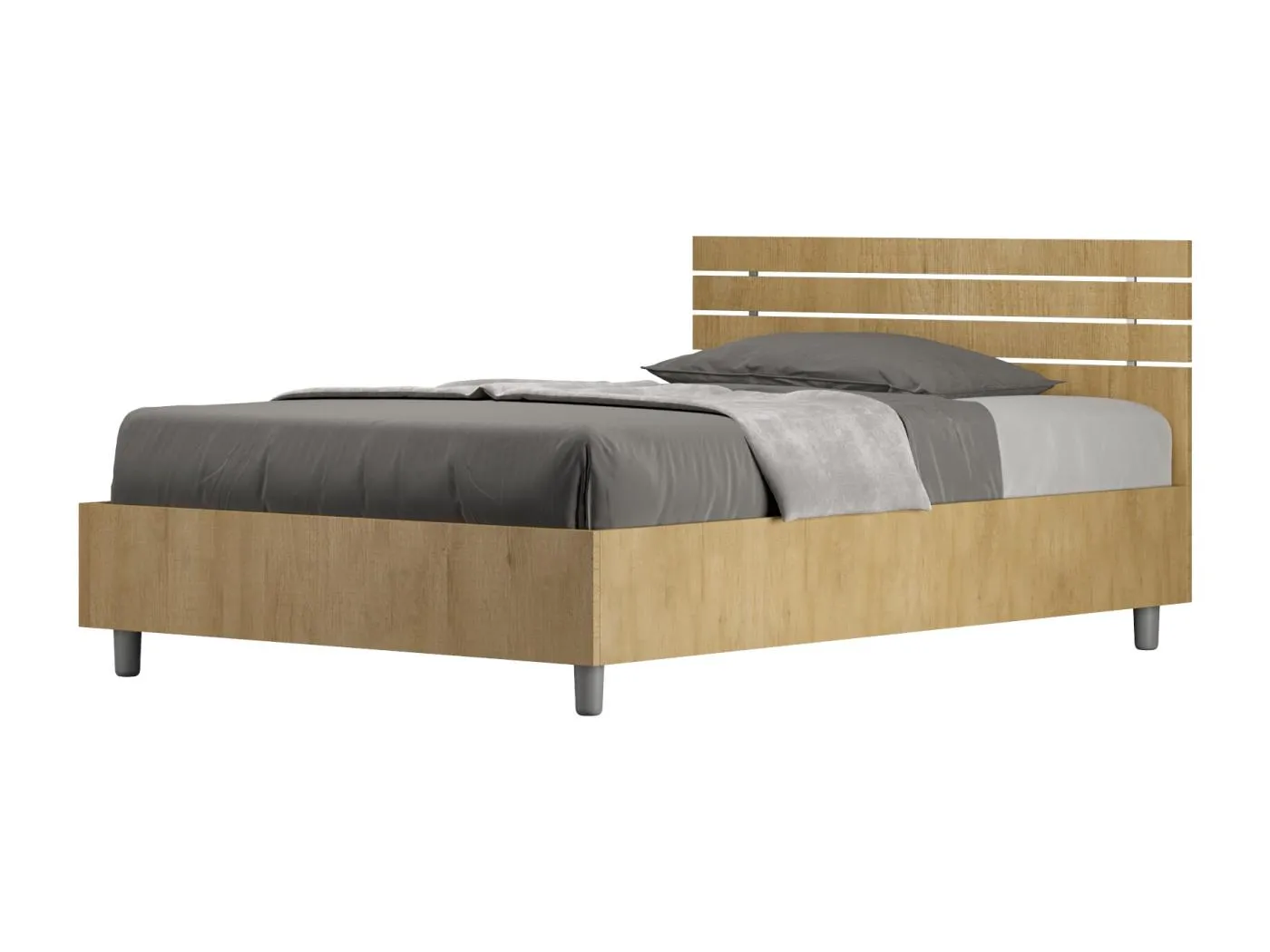 Bettkasten 120x200 mit geradem Kopfteil und Lattenrost aus Ankel-Eiche