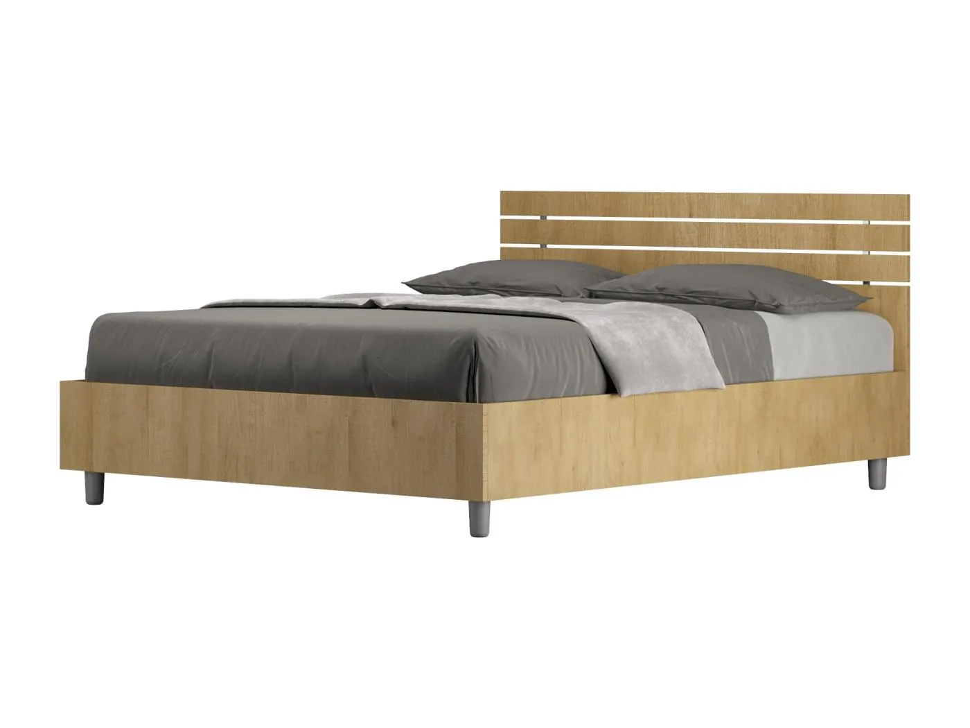 Bettkasten 140x200 mit geradem Kopfteil und Lattenrost aus Ankel-Eiche
