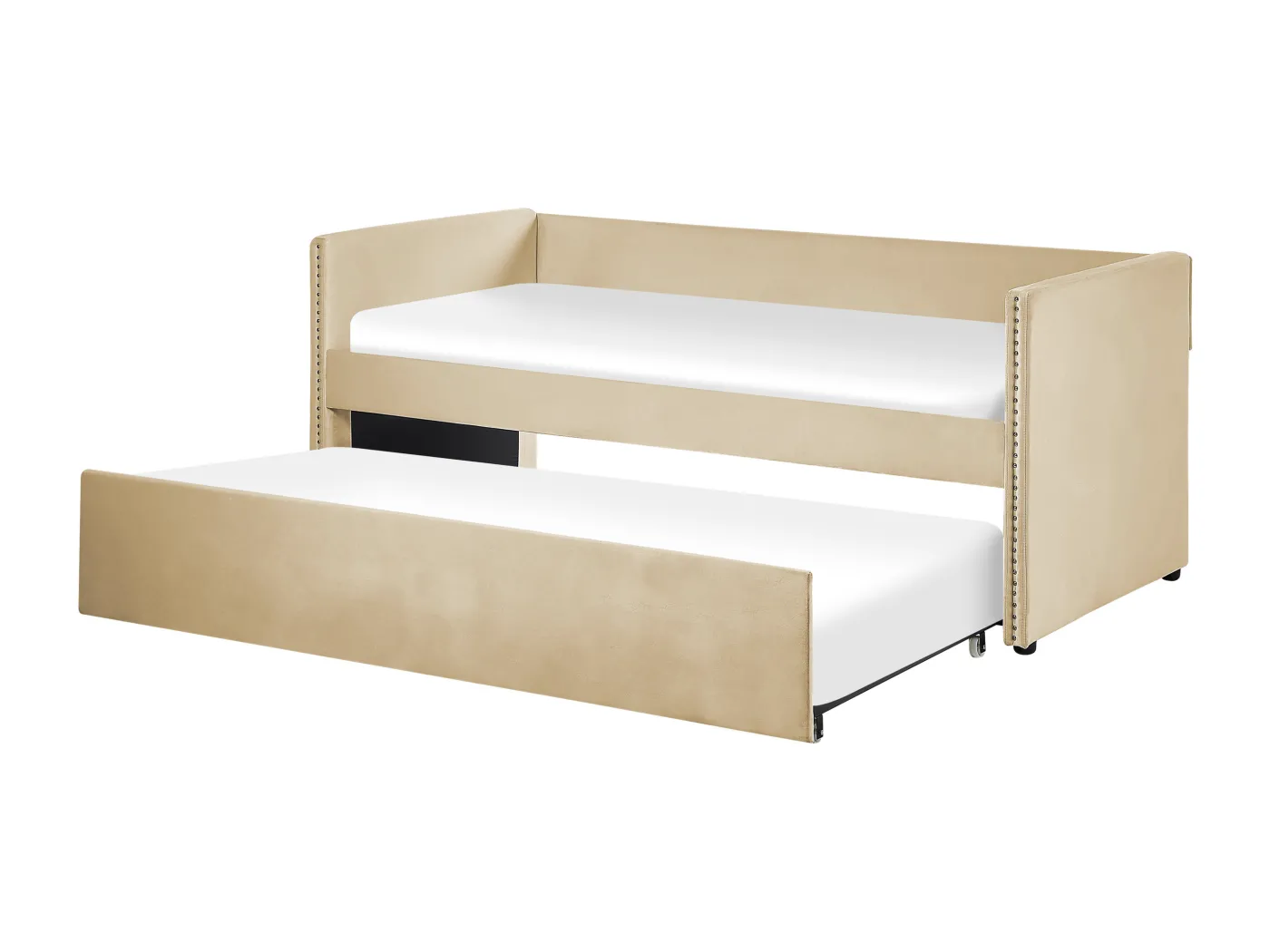 Tagesbett für 2 Personen Samt beige mit Lattenrost 90x200 cm ausziehbar Troyes