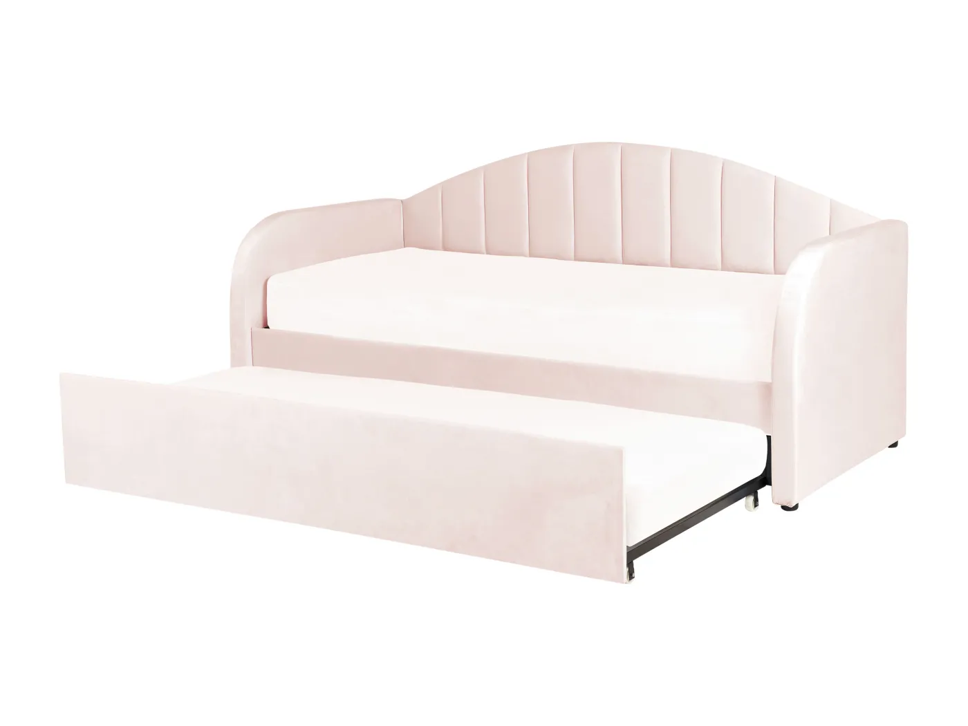 Tagesbett ausziehbar Samtstoff pastellrosa Lattenrost 90 x 200 cm EYBURIE