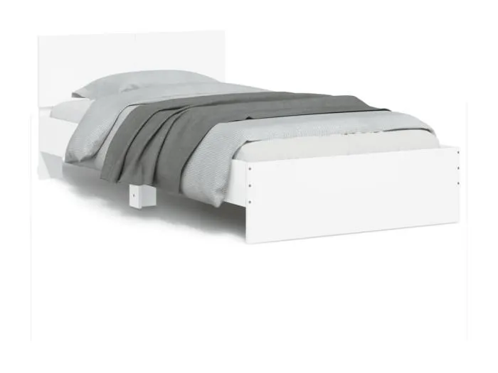 Bettgestell mit Kopfteil und LED-Leuchten Weiß 100x200 cm