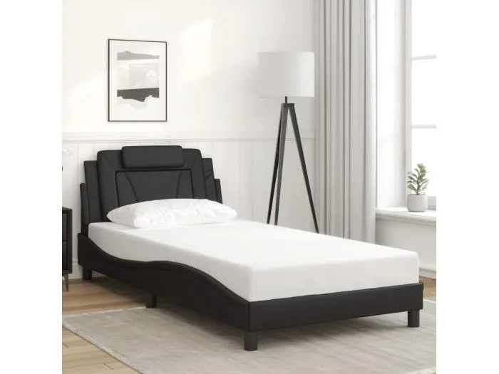 Bettgestell "Viana" ohne Matratze Schwarz 100x200 cm Kunstleder