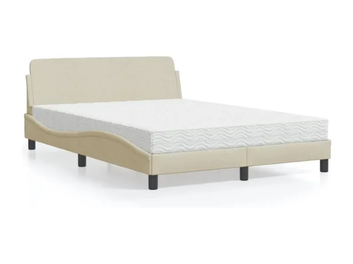 Bett mit Matratze "Dover" Creme 140x200 cm Stoff