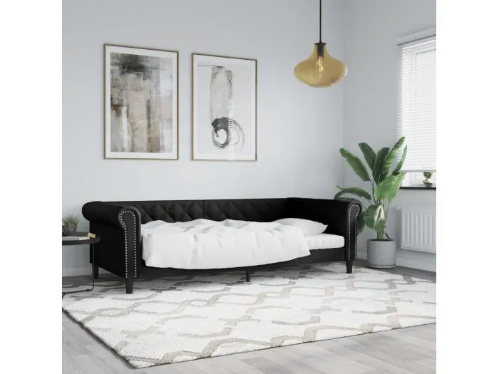 Tagesbett Schwarz 90x190 cm Kunstleder