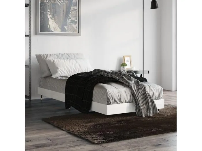 Bettgestell Hochglanz-Weiß 75x190 cm Holzwerkstoff