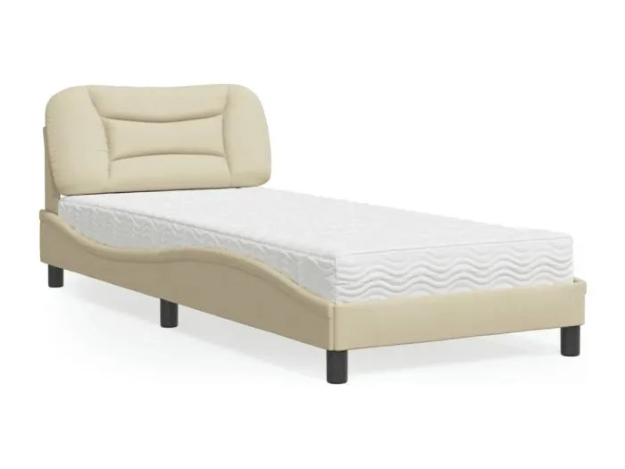 Bett mit Matratze "Hvar" Creme 90x200 cm Stoff