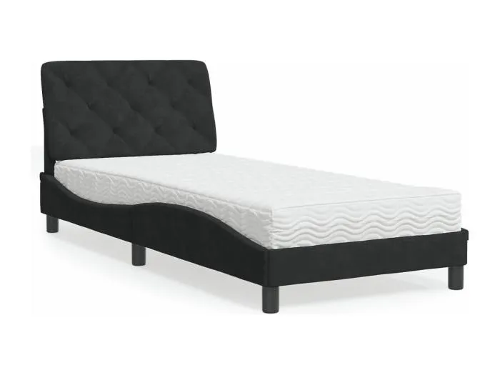 Bett mit Matratze Schwarz 90x190 cm Samt