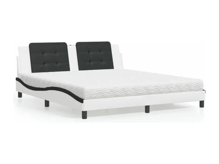 Bett mit Matratze "Zadar" Weiß und Schwarz 180x200 cm Kunstleder