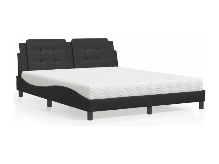 Bett mit Matratze "Zadar" Schwarz 160x200 cm Kunstleder