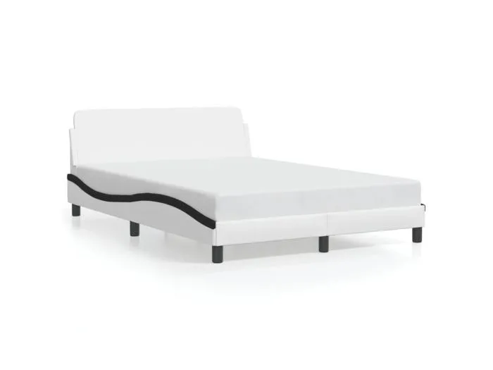 Bettgestell "Dover" Weiß und Schwarz 140x200 cm Kunstleder