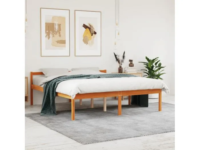 Seniorenbett Wachsbraun 160x200 cm Massivholz Kiefer