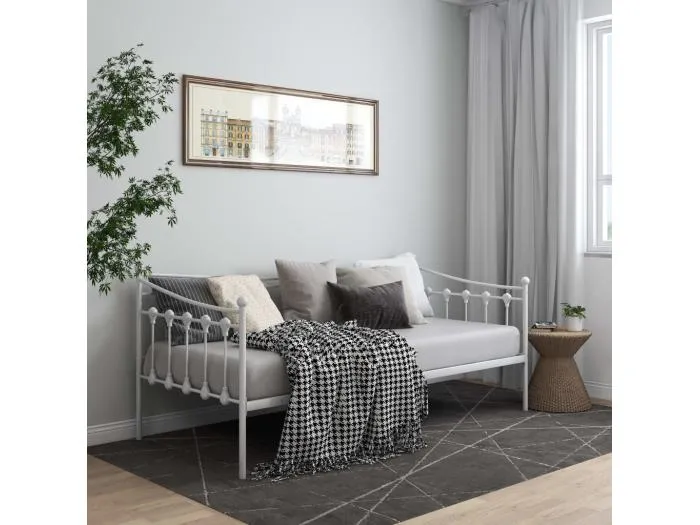 Schlafsofa Bettgestell Weiß Metall 90x200 cm