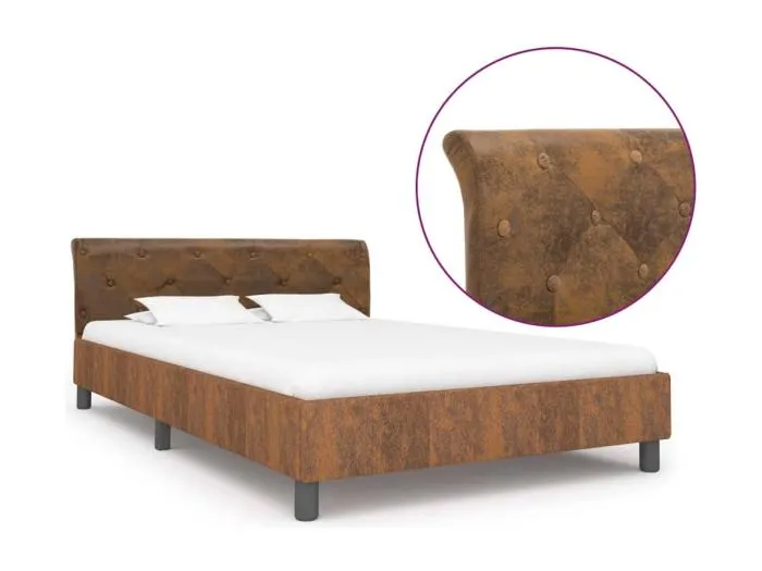Bettgestell Braun Wildleder-Optik 120 × 200 cm