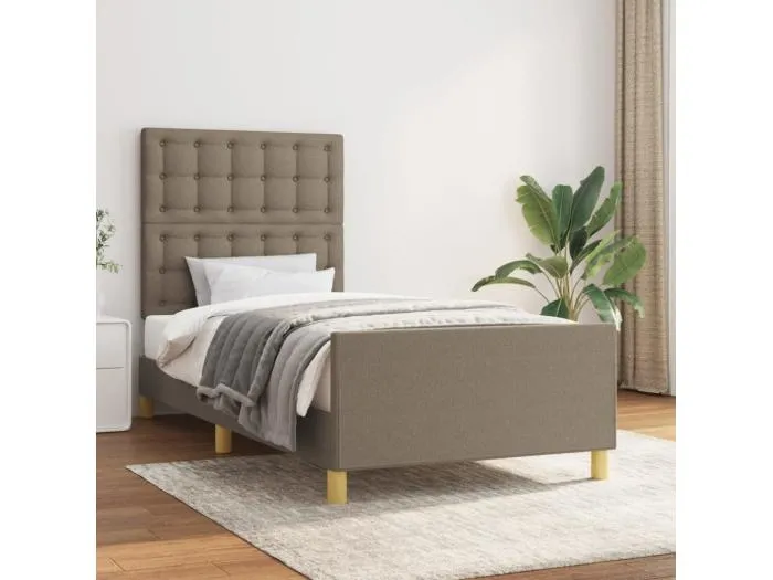 Bettgestell mit Kopfteil Taupe 80x200 cm Stoff