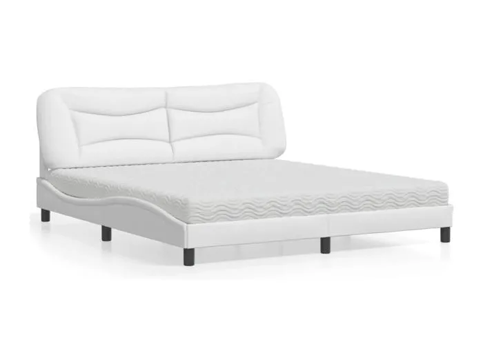 Bett mit Matratze "Hvar" Weiß 180x200 cm Kunstleder