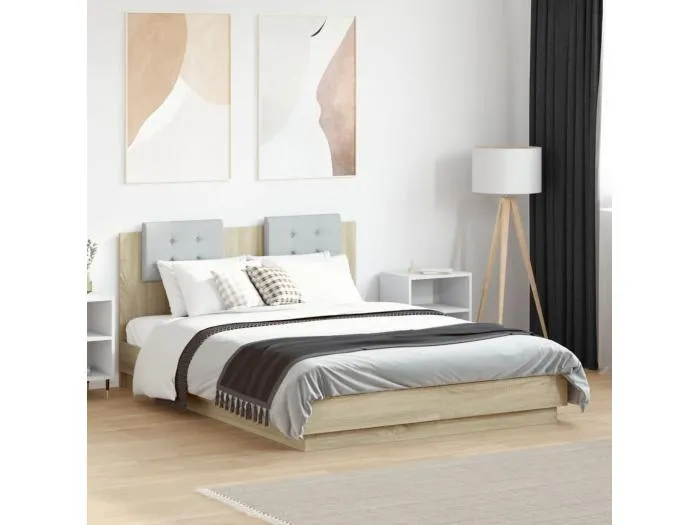 Bettgestell mit Kopfteil Sonoma-Eiche 120x190 cm Holzwerkstoff