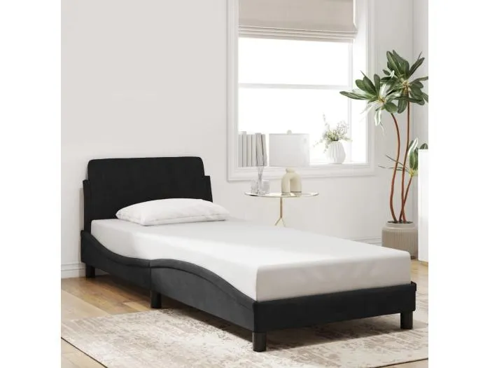 Bettgestell mit Kopfteil "Dover" Schwarz 90x190 cm Samt