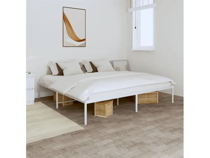 Bettgestell Metall Weiß 200x200 cm