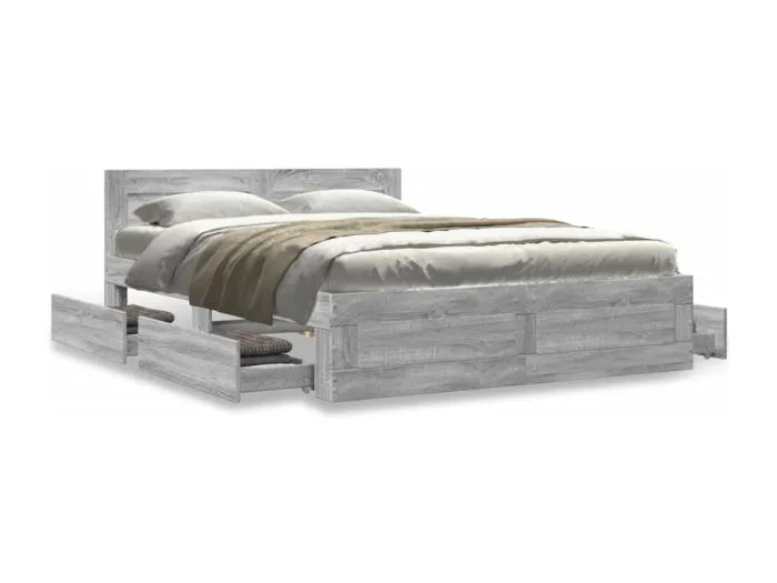 Bettgestell mit Kopfteil Grau Sonoma 120x190 cm Holzwerkstoff
