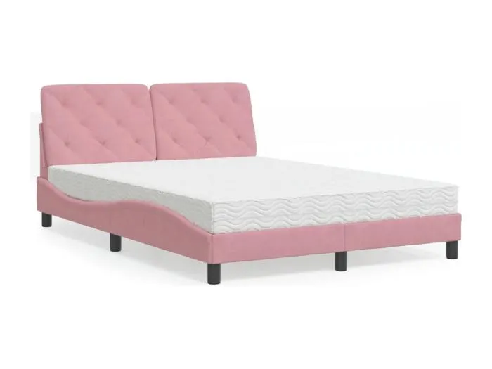 Bett mit Matratze Rosa 140x190 cm Samt
