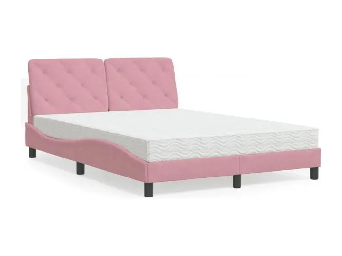Bett mit Matratze Rosa 140x200 cm Samt