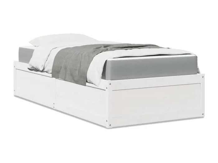 Bett mit Matratze Weiß 90x190 cm Massivholz Kiefer