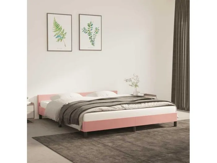 Bettgestell mit Kopfteil ohne Matratze Rosa 180x200 cm Samt