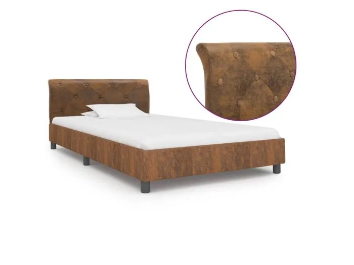 Bettgestell Braun Wildleder-Optik 100 x 200 cm