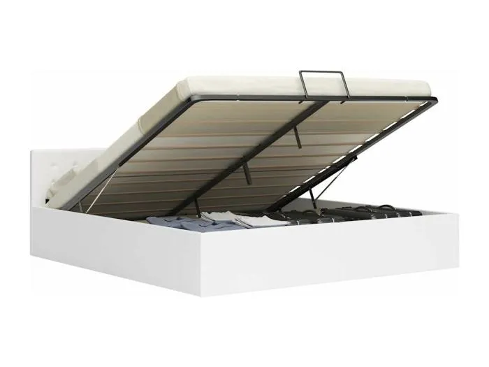 Stauraumbett Hydraulisch Weiß Kunstleder 180×200 cm
